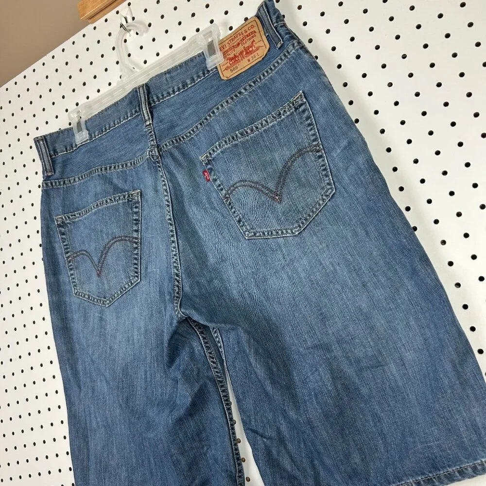 Levi's 569 Loose Straight Jean Shorts Size 36 Streetwear Skater Baggy Distressed - Picture 3 of 8